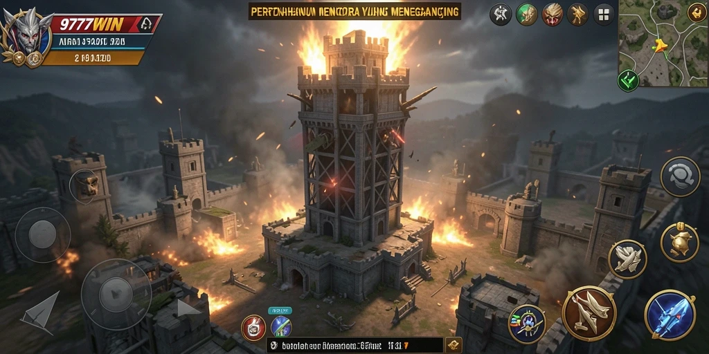 Screenshot gameplay 9777WIN yang menampilkan aksi menara pertahanan.