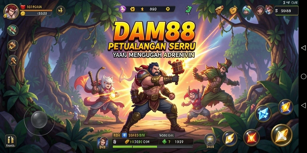 Screenshot yang menunjukkan aksi mendebarkan di dalam dunia DAM88.
