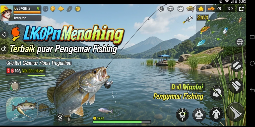 Screenshot gameplay LKOPEN menampilkan aksi seru saat memancing.