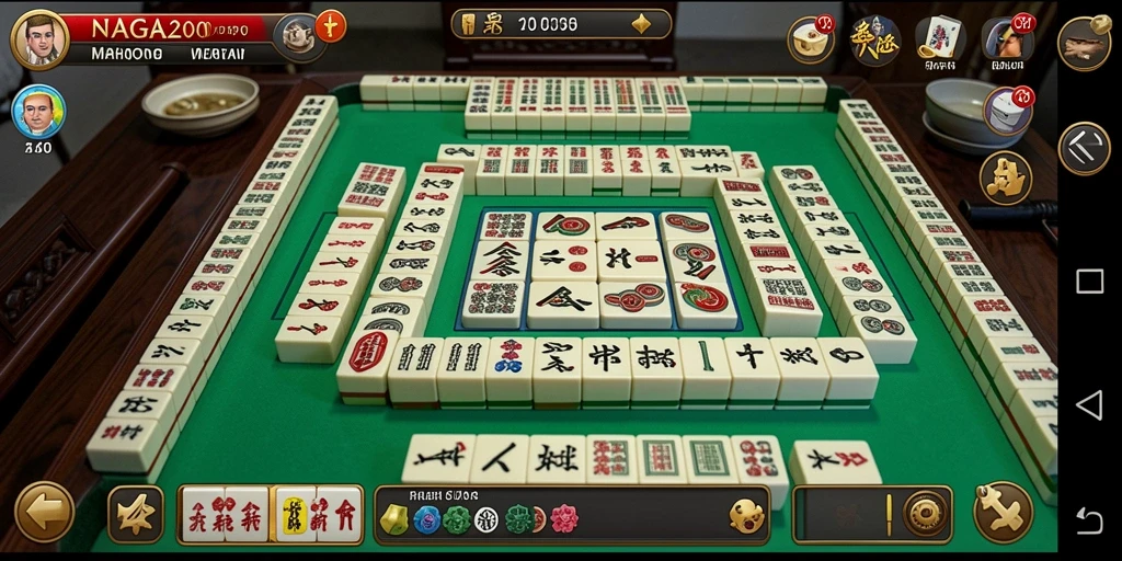 Screenshot gameplay NAGA2000 dengan papan Mahjong yang menarik.