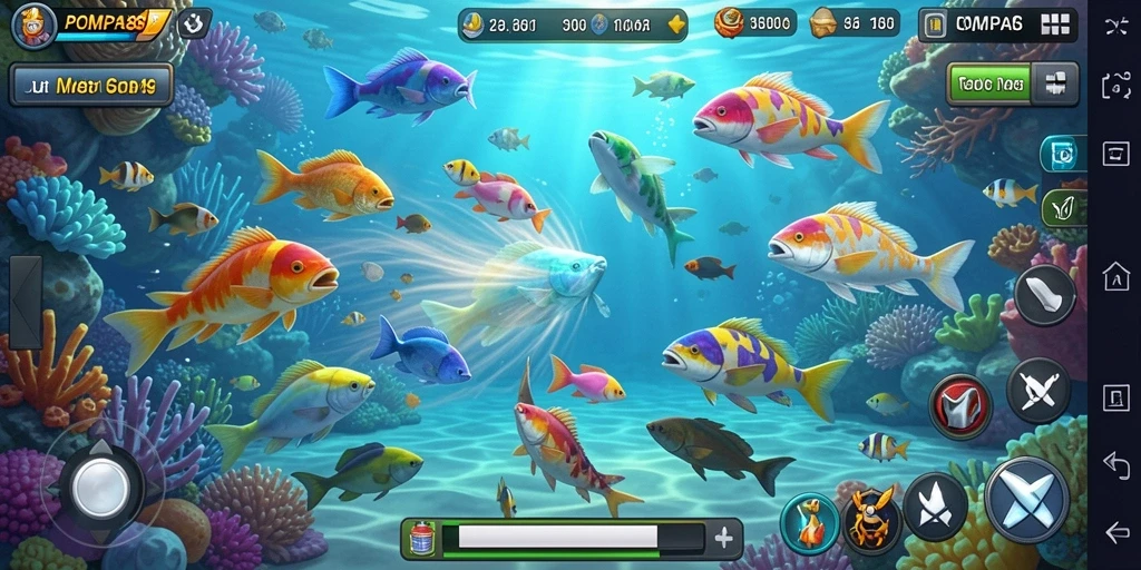 Screenshot utama POMPA88 menampilkan aksi seru dalam memancing ikan.