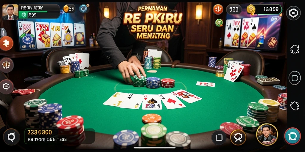 Tangkapan layar menunjukkan momen mendebarkan saat bermain poker di RP99.