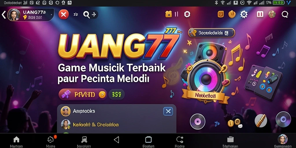 Antarmuka UANG77 yang menarik dengan gameplay musik interaktif.
