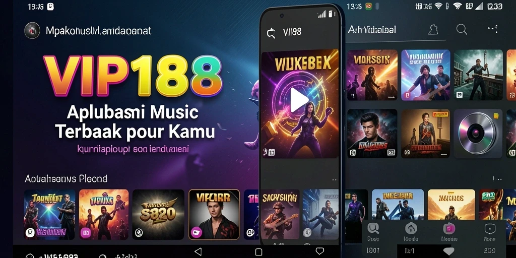 Screenshot menunjukkan tampilan antarmuka aplikasi VIP188 saat memainkan musik.